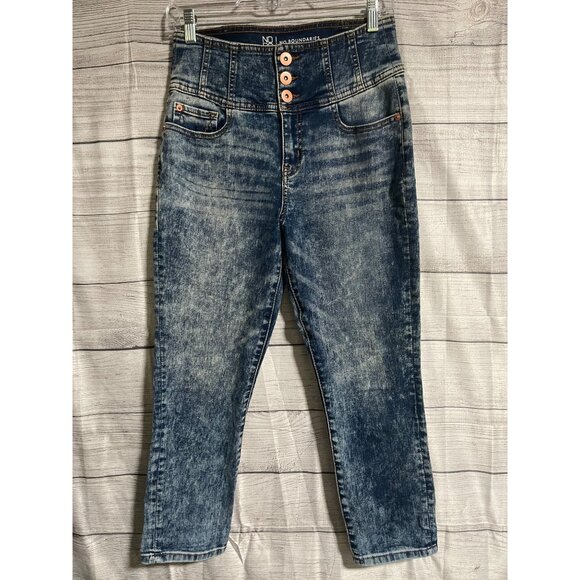 No Boundaries Womens Acid Wash High Rise Tapered Ankle Jeans JR Size 11 Y2K - Picture 1 of 7